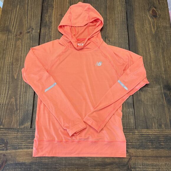 Womens XS New‎ Balance long sleeve hooded runningnshirt, salmon - Picture 1 of 7